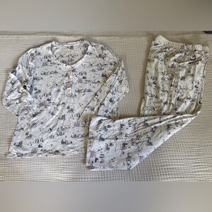 Cabincore Women's Pajama Set in Cream and Purple